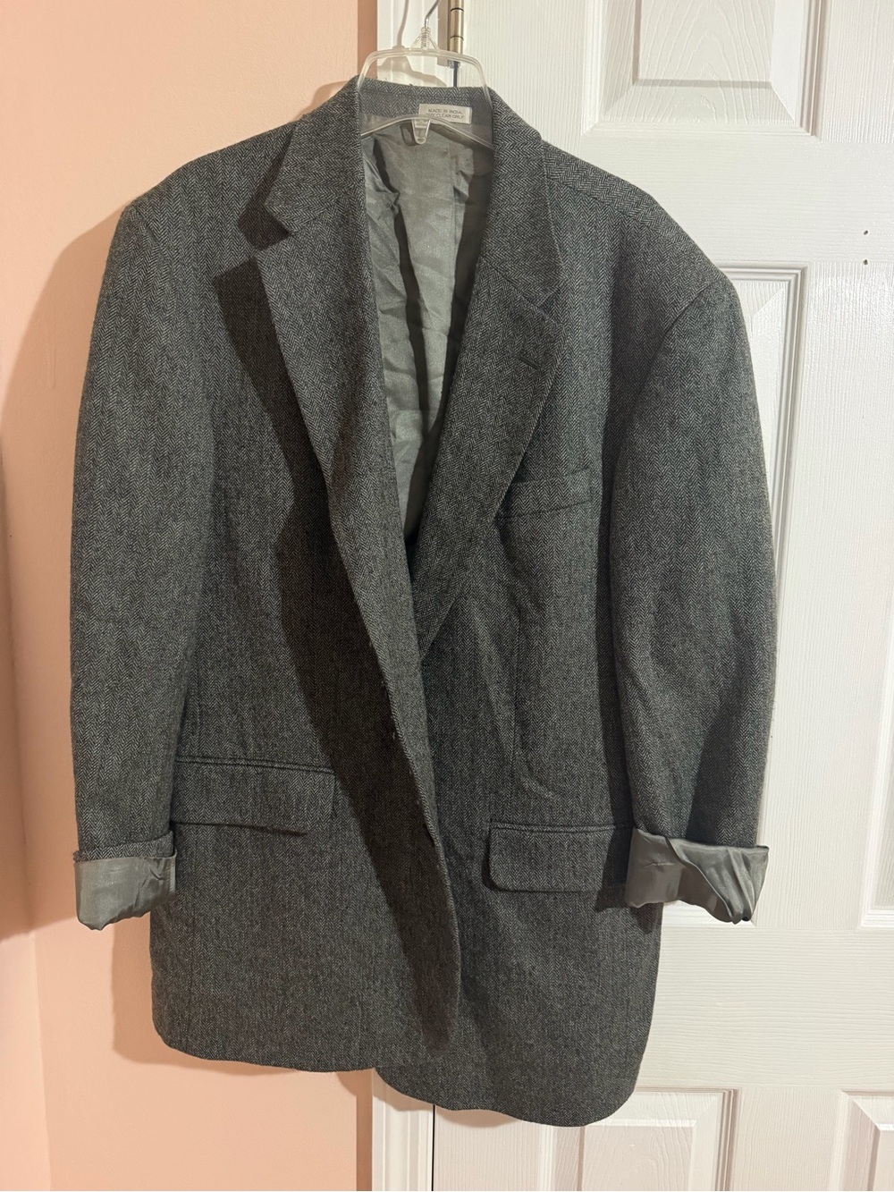 Gray Wool Blend Blazer Jacket